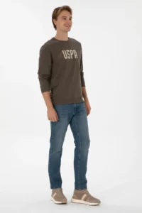 US Polo Assn. Men Regular Fit Crew Neck Mink Thin Sweatshirt - Image 4