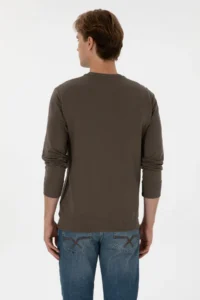 US Polo Assn. Men Regular Fit Crew Neck Mink Thin Sweatshirt - Image 5