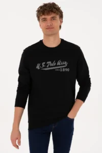 US Polo Assn. Men Crew Neck Regular Fit Black Thin Sweatshirt