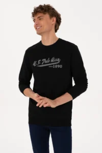 US Polo Assn. Men Crew Neck Regular Fit Black Thin Sweatshirt - Image 3