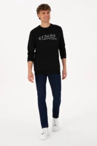 US Polo Assn. Men Crew Neck Regular Fit Black Thin Sweatshirt - Image 4