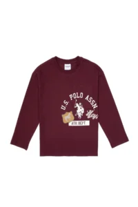 US Polo Assn. Boys' Burgundy Crew Neck single jersey Sweatshirt - Image 3