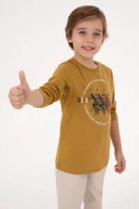 US Polo Assn. Boys' Mustard Crew Neck single jersey Sweatshirt - Image 2