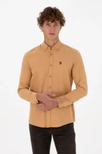 US Polo Assn. Men Camel Long Sleeve Basic Shirt