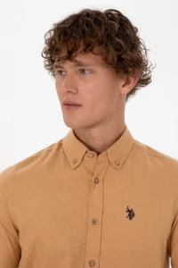 US Polo Assn. Men Camel Long Sleeve Basic Shirt - Image 2
