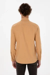US Polo Assn. Men Camel Long Sleeve Basic Shirt - Image 5
