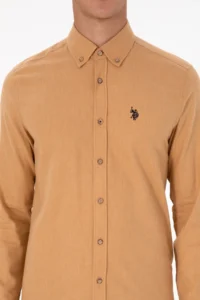 US Polo Assn. Men Camel Long Sleeve Basic Shirt - Image 6