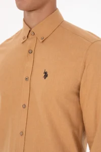 US Polo Assn. Men Camel Long Sleeve Basic Shirt - Image 7