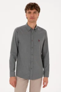 US Polo Assn. Men Gray Long Sleeve Basic Shirt