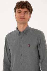 US Polo Assn. Men Gray Long Sleeve Basic Shirt - Image 2