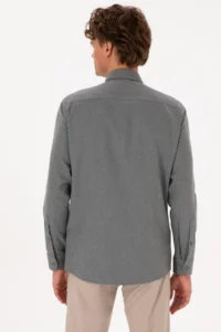 US Polo Assn. Men Gray Long Sleeve Basic Shirt - Image 5