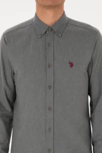US Polo Assn. Men Gray Long Sleeve Basic Shirt - Image 6