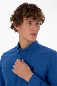 US Polo Assn. Men BLUE Long Sleeve Basic Shirt - Image 2