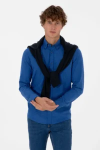 US Polo Assn. Men BLUE Long Sleeve Basic Shirt - Image 3