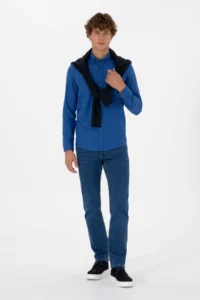 US Polo Assn. Men BLUE Long Sleeve Basic Shirt - Image 4