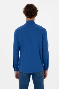 US Polo Assn. Men BLUE Long Sleeve Basic Shirt - Image 5
