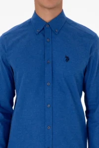 US Polo Assn. Men BLUE Long Sleeve Basic Shirt - Image 6