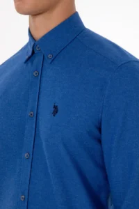 US Polo Assn. Men BLUE Long Sleeve Basic Shirt - Image 7
