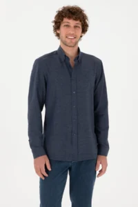 US Polo Assn. Men Indigo Long Sleeve Basic Shirt