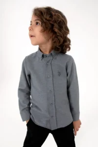 US Polo Assn. Boys' Anthracite Long Sleeve Basic Shirt