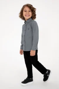 US Polo Assn. Boys' Anthracite Long Sleeve Basic Shirt - Image 2