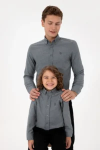 US Polo Assn. Boys' Anthracite Long Sleeve Basic Shirt - Image 3
