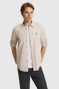 US Polo Assn. Men Stone Long Sleeve Basic Shirt - Image 3