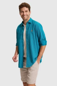 US Polo Assn. Men Petrol Long Sleeve Basic Shirt - Image 3