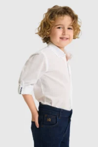 US Polo Assn. Boys' WHITE Long Sleeve Basic Shirt - Image 3