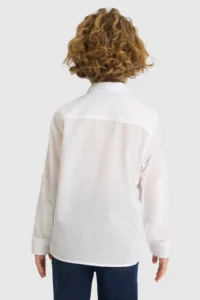 US Polo Assn. Boys' WHITE Long Sleeve Basic Shirt - Image 5