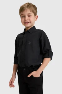 US Polo Assn. Boys' Black Long Sleeve Basic Shirt - Image 3