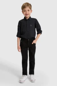 US Polo Assn. Boys' Black Long Sleeve Basic Shirt - Image 4