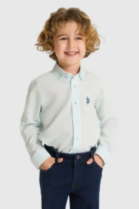 US Polo Assn. Boys' Water Green Long Sleeve Basic Shirt