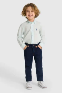 US Polo Assn. Boys' Water Green Long Sleeve Basic Shirt - Image 4