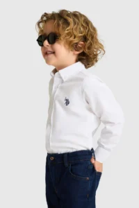 US Polo Assn. Boys' WHITE Long Sleeve Basic Shirt - Image 3