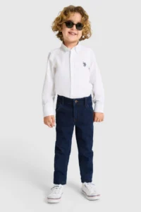 US Polo Assn. Boys' WHITE Long Sleeve Basic Shirt - Image 4