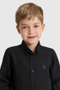 US Polo Assn. Boys' Black Long Sleeve Basic Shirt - Image 2