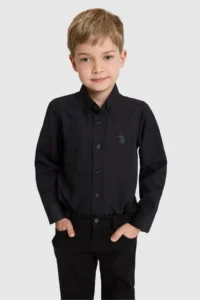 US Polo Assn. Boys' Black Long Sleeve Basic Shirt - Image 3