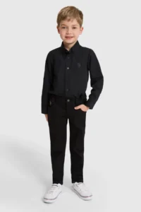 US Polo Assn. Boys' Black Long Sleeve Basic Shirt - Image 4