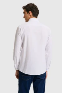 US Polo Assn. Men WHITE Long Sleeve Basic Shirt - Image 5