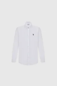 US Polo Assn. Men WHITE Long Sleeve Basic Shirt - Image 7