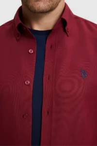 US Polo Assn. Men Burgundy Long Sleeve Basic Shirt - Image 6