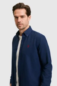 US Polo Assn. Men NAVY BLUE Long Sleeve Basic Shirt - Image 2