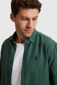 US Polo Assn. Men dark Green Long Sleeve Basic Shirt - Image 2