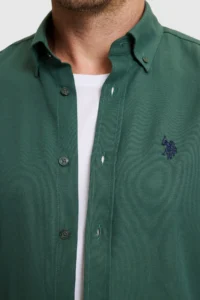 US Polo Assn. Men dark Green Long Sleeve Basic Shirt - Image 6