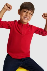 US Polo Assn. Boys' Red 100% Cotton Polo Shirt Collar Sweatshirt