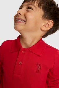 US Polo Assn. Boys' Red 100% Cotton Polo Shirt Collar Sweatshirt - Image 2