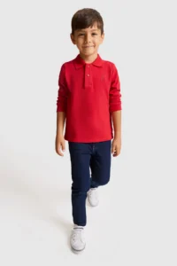 US Polo Assn. Boys' Red 100% Cotton Polo Shirt Collar Sweatshirt - Image 4