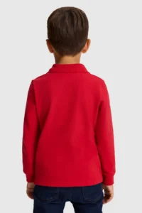 US Polo Assn. Boys' Red 100% Cotton Polo Shirt Collar Sweatshirt - Image 5