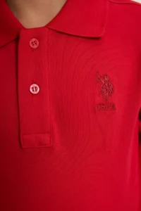 US Polo Assn. Boys' Red 100% Cotton Polo Shirt Collar Sweatshirt - Image 6